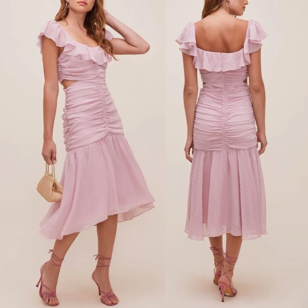 🌻NEW NWOT ASTR the Label Lilac Devereaux Gathered Ruffle Dress Size Small